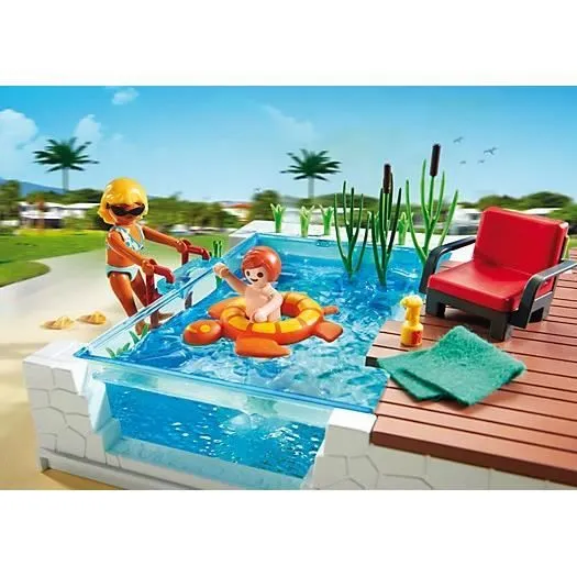 Playmobil City Life - Piscine avec Terrasse - 5575 - Blanc, Bleu et Marron-3