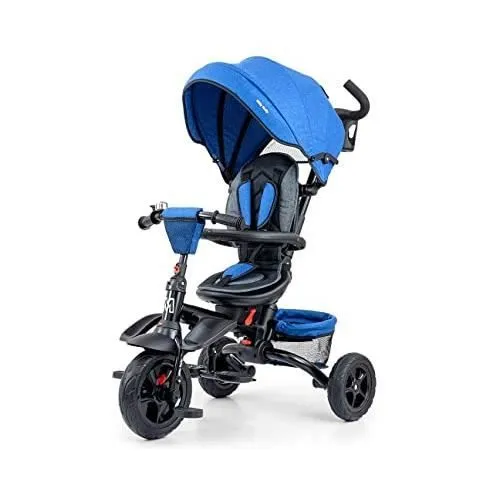 MILLY MALLY STANLEY TRICYCLE 6 EN 1 EN CAOUTCHOUC BLEU MARINE-NOIR À P-0
