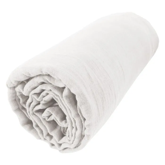 Drap housse luxe double gaze de coton 140 x 190 x 30 cm Nuit douce Blanc-1