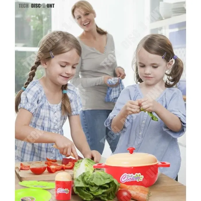 TD® Kit cuisine jouet vaisselle filles rose, dinnette pour enfant avec musique, légère fille cuisine vaisselle enfant jouet éducatif-2