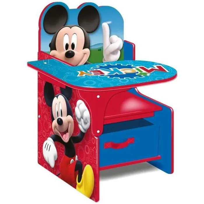 Chaise de Bureau - DISNEY - Mickey Mouse - Rouge - Avec Bac de Rangement Amovible-1