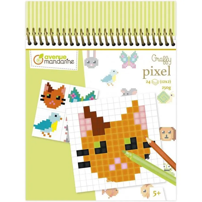 Carnet de coloriage "Graffy Pixel" - Animaux familiers - 24 feuilles-0