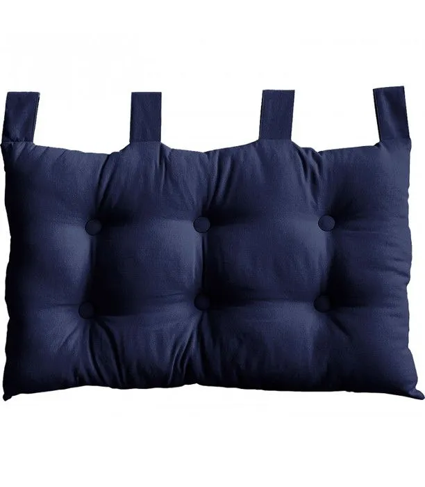 Coussin tête de lit - Panama - Bleu Marine - 70 x 45 cm - 100% coton - 4 pattes boutonnées-1