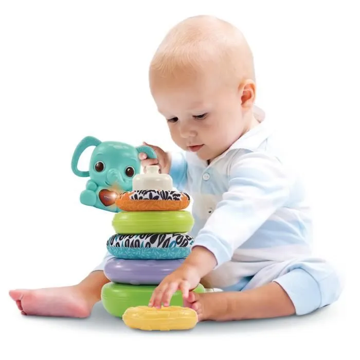 VTECH BABY - Play Green - Nino, Éléphanteau Empilo 3 en 1 (Plastique Bio Sourcé)-1
