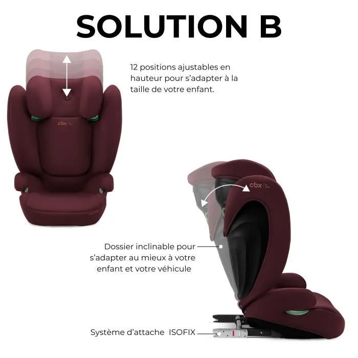 Siège auto CBX by CYBEX SOLUTION B I-FIX 3 à 12 ans - Groupe 2/3 - 100 à 150 cm Red | red-2