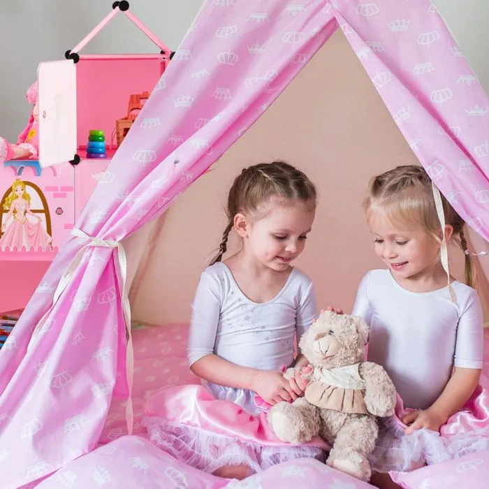 Relaxdays Etagère emboîtable chambre d'enfants,Château de princesse, Plastique, Armoire DIY avec portes, HlP128x110x37cm-4