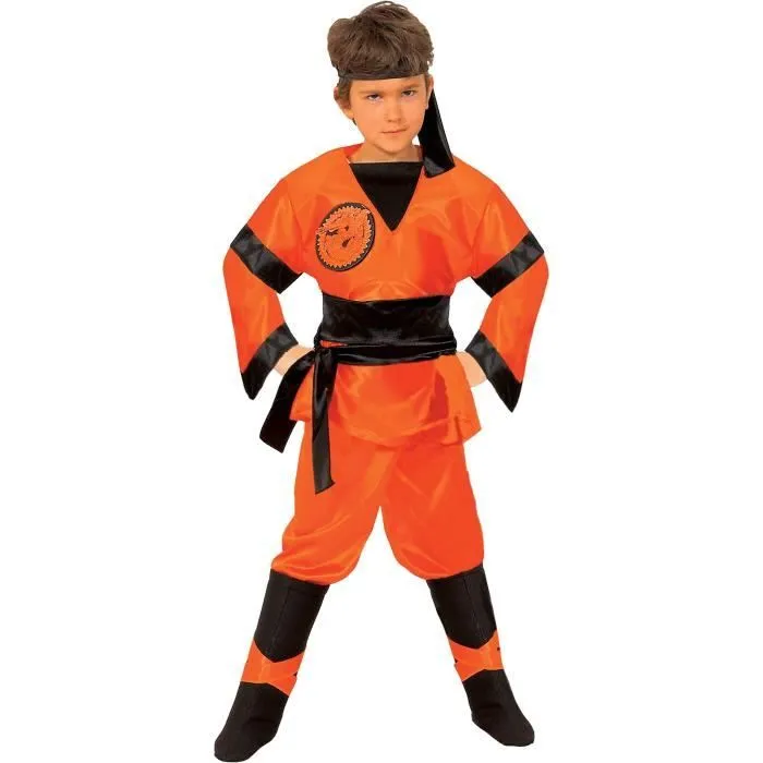 CIAO DRAGON NINJA ORANGE COSTUME ENFANT TAILLE 4-5 ANS, ORANGE-NOIR-0