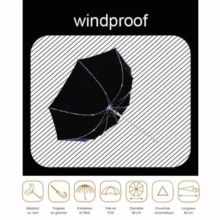 Parapluie - SMATI - Paris - Transparent - Automatique - Long - 85 cm-2