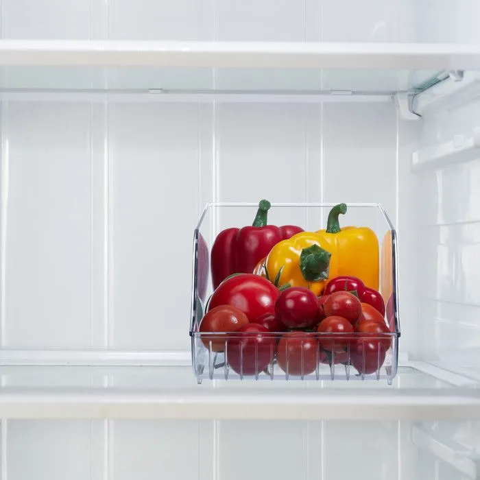 Relaxdays Long organiseur de frigo/réfrigérateur, rangement des aliments, H x L x P env. 10,5 x 14 x 35 cm, transparent-1