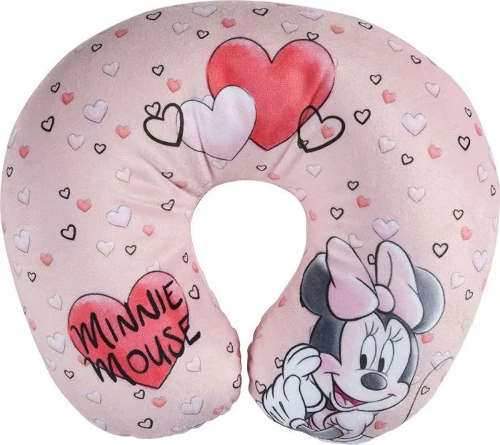 Coussin de Voyage - Disney - Minnie Mouse - Rose - Microbilles - Lavable-0