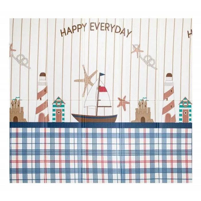 Tapis d éveil Pliable Réversible Bébé PREMIUM Mer & Voiture - 180 x 200 cm - Géant - Kidolo-0