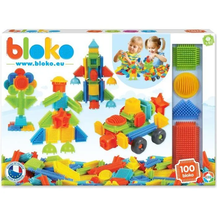 Jeu d’assemblage – BLOKO – Coffret de 100 BLOKO – Dès 12 mois – Fabriqué en Europe-0