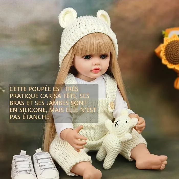 Poupée Bébé - Non spécifié - 55cm - Plastique et silicone - Pour enfants 4-6 ans - Jouet aquatique-3