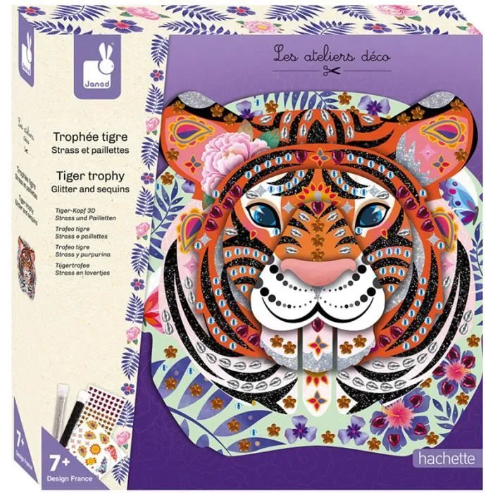 Trophée Tigre - Strass et paillettes - JANOD - Loisirs créatifs - Multicolore - Orange - 7 ans et plus-0