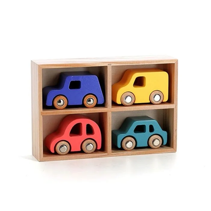 Vilac - Coffret de 4 voitures en bois City-1