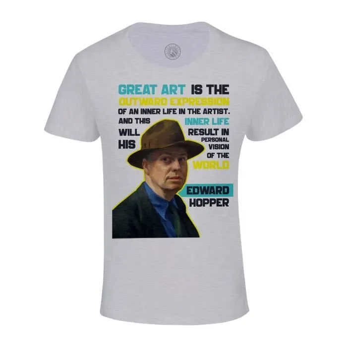 T-shirt Enfant Gris Great Art is the Outward Expression Edward Hopper Quotes Inspirational Painter-0