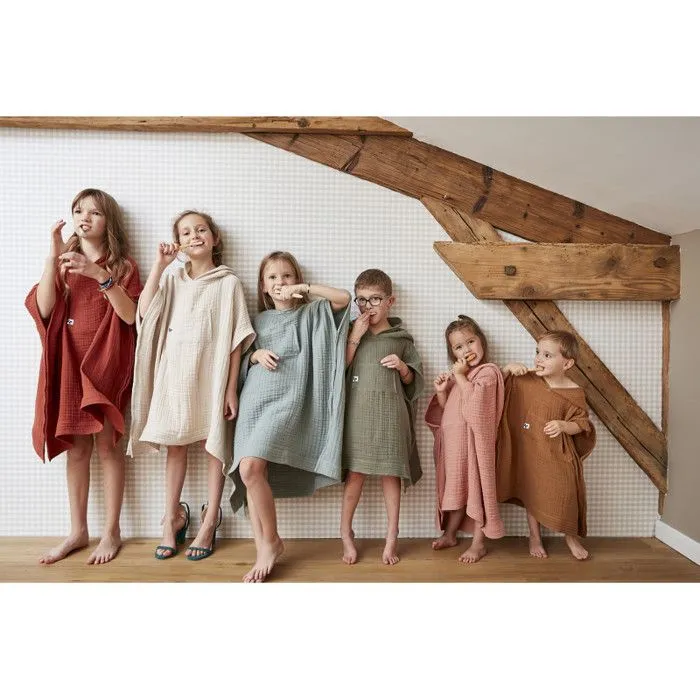 Poncho enfant mixte Gaze de coton unie Gaïa - Gaïa Camel - 6 à 10 ans-1
