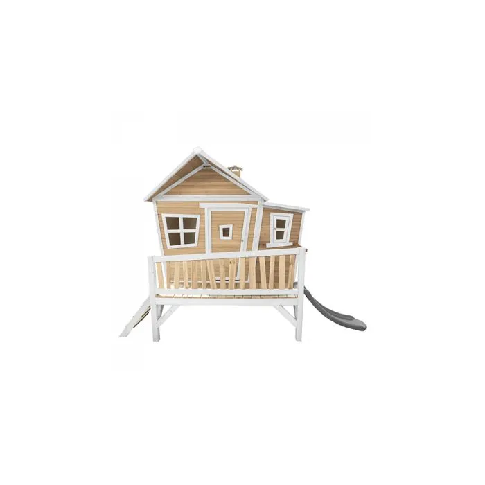 Maison Enfant avec Toboggan Gris - AXI - Emma - Bois - Marron & Blanc-0