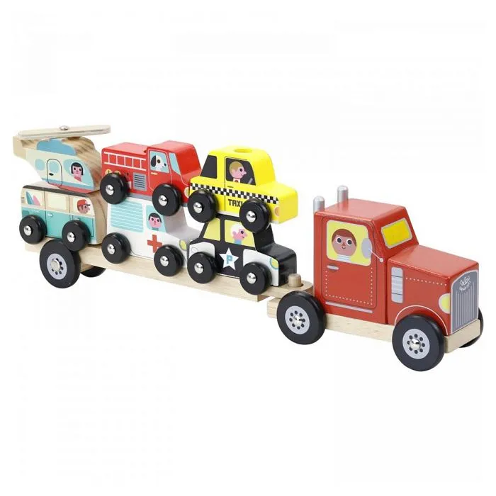 Jouet d'éveil en bois - Vilac - Empil'auto - Camion porteur - Rouge - À partir de 2 ans-2
