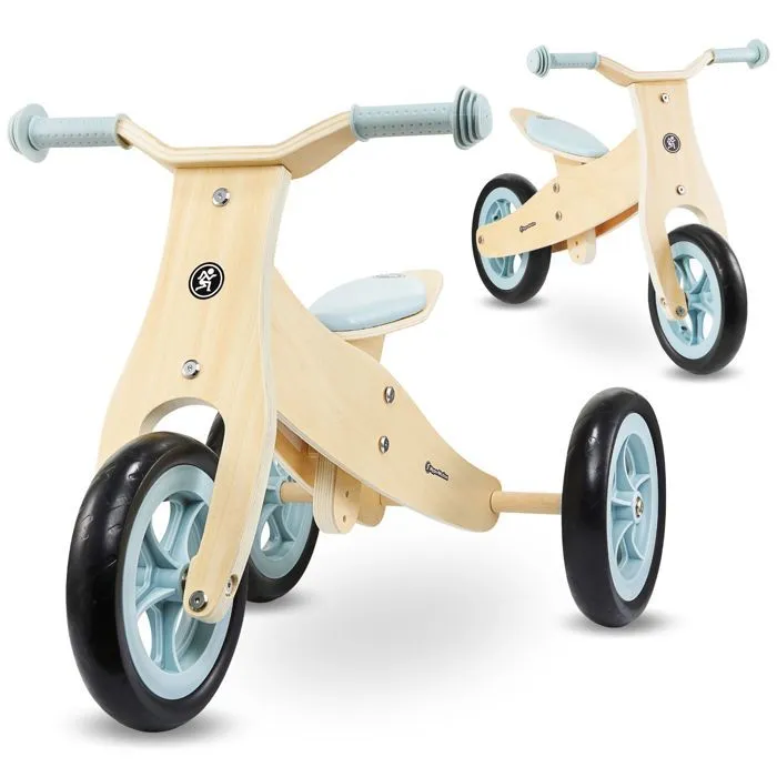 Draisienne Enfant en bois et Tricycle Evolutif 2en1- HyperMotion PERCY- 3 ou 2 Roues- Jusqu'à 30 KG- Premier Vélo- Bleu-0