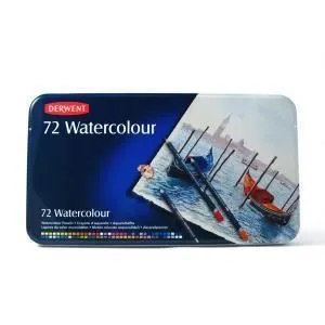 Crayons de couleur aquarellables - Derwent - Watercolour - Set de 72 - Qualité professionnelle - Teintes douces-0