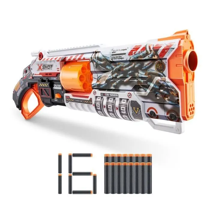 Blaster Verrouillable - ZURU - XSHOT Skins Lock Gun - Blaster avec combinaison de verrouillage et canon rotatif à 8 fléchettes-1