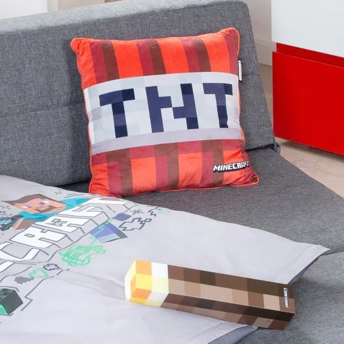 Coussin Décoratif Carré- ROBA - Minecraft – TNT – Tissu Velouté Ultra Doux – 38x38 cm-1