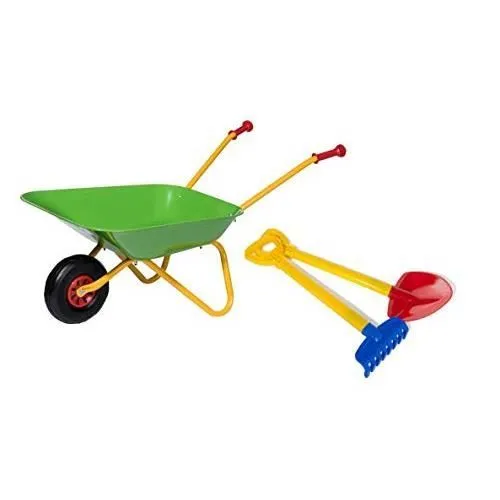 Brouette avec Pelle et râteau - ROLLY TOYS - Charge Max. 25 kg - Jaune/Rouge-0