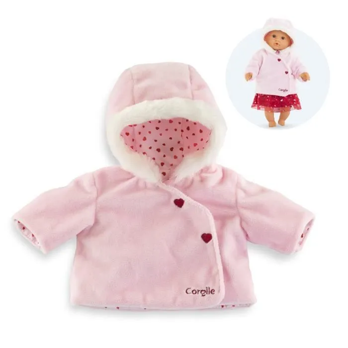 Manteau - Corolle - Pétales de Cœurs - Rose - 30 cm - Fausse fourrure-0