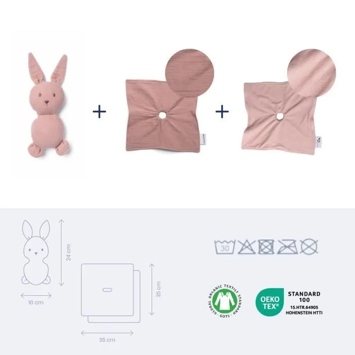 doomoo Doudou Bébé You&Me - Doudou Réversible et Réconfortant - Fourni avec 2 Corps pour Transporter l'Odeur du Parent, Rose-3