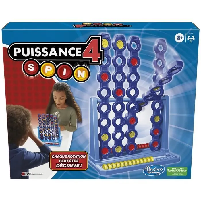 Puissance 4 Spin avec grille tournante, jeu de sociéré, pour 2 joueurs, pour enfants à partir de 8 ans-0