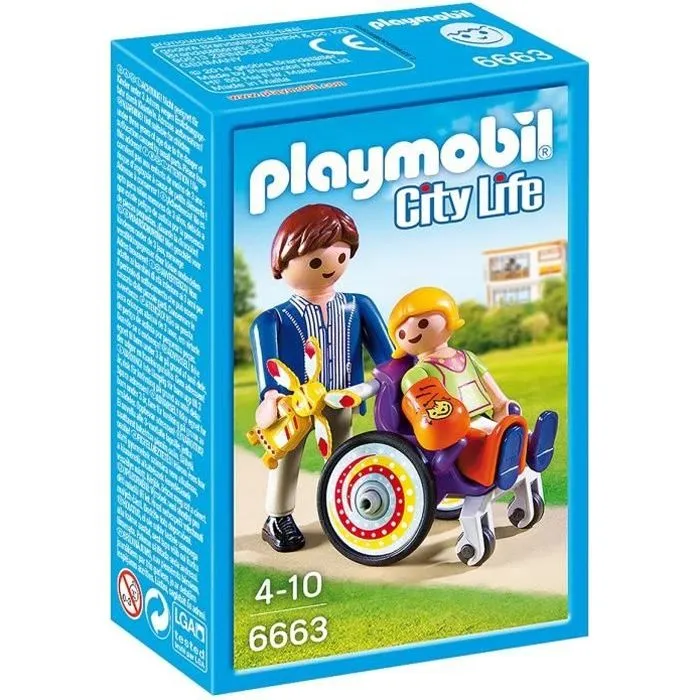 PLAYMOBIL 6663 - City Life - Enfant avec Fauteuil Roulant et Papa-0