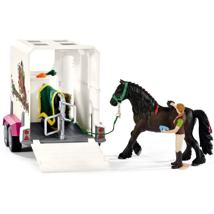 Pick-up avec remorque pour cheval, coffret figurines schleich avec 38 éléments dont 1 cheval inclus, Schleich 42346 Horse Club-8