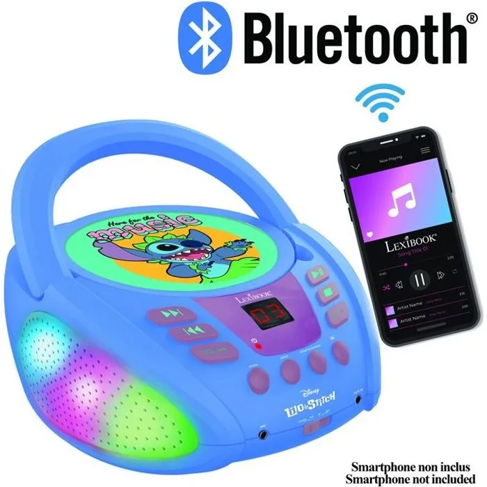 Lecteur CD Bluetooth - Stitch - Effets lumineux - Bluetooth 5.0 - Compatible CD - 3W x 2-0