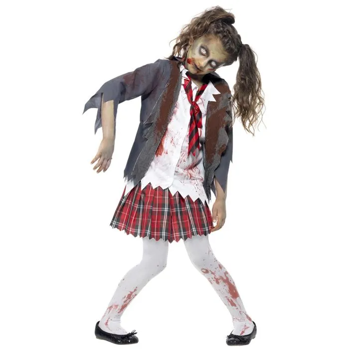 Déguisement Écolière Zombie - Smiffy's - Modèle Sang - Rouge - Enfant - Normes UE-3