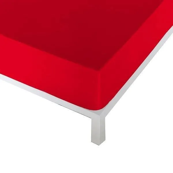 Drap housse - Naturals - Rouge - 105 x 190 cm - Fibre naturelle - Lavable-2