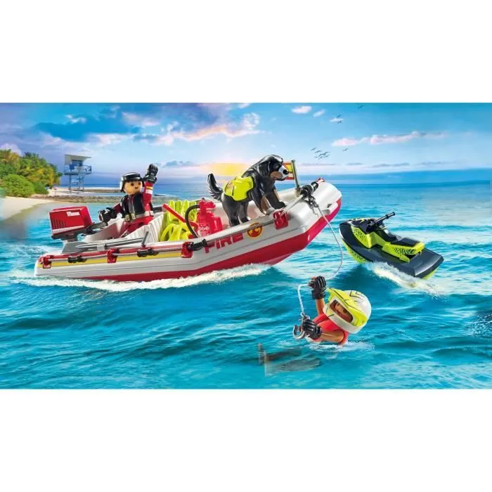 PLAYMOBIL 71464 Bateau de pompier et scooter des mers - Action Hereos - Les pompiers - Dès 4 ans-1