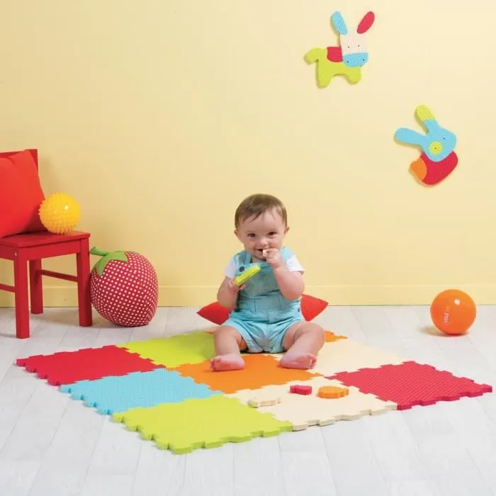 Dalles en mousse unies - LUDI - 90 x 90 cm - Isolation, amortissement, résistance - Bébé-1