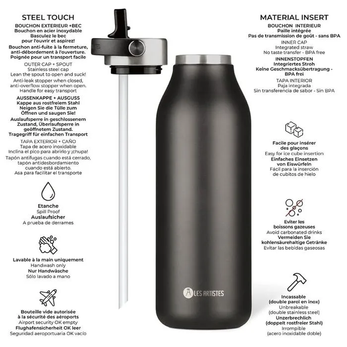 Les Artistes Paris - Bouteille isotherme 2.0 noire 1,5L-1