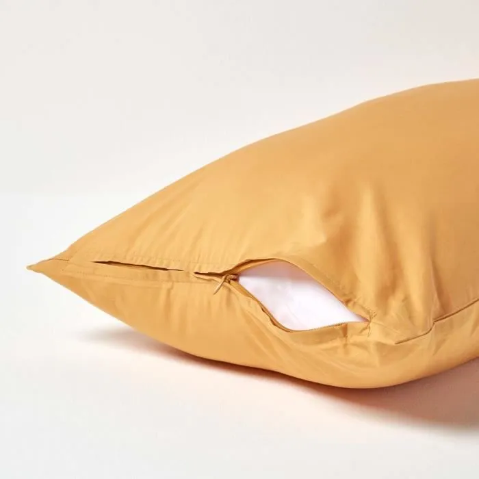 Taie d'oreiller Jaune Moutarde 100% coton Egyptien 200 fils 40 x 80 cm-2