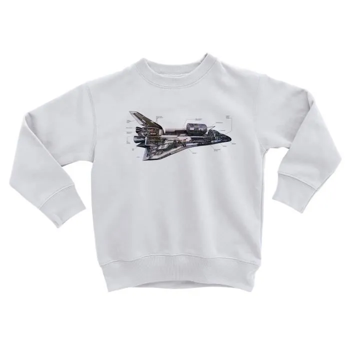 Sweatshirt Enfant Vaisseau Spatial Etats Unis Schema Dessin Navette Lune Espace-0