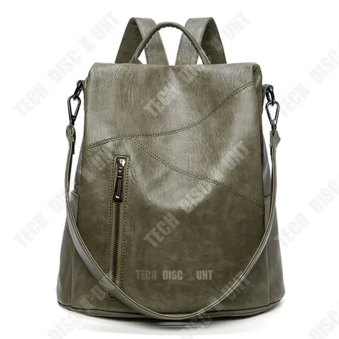 Sac à dos - TD® - Femme - Antivol - Cuir PU - Vert - Multifonctionnel-0