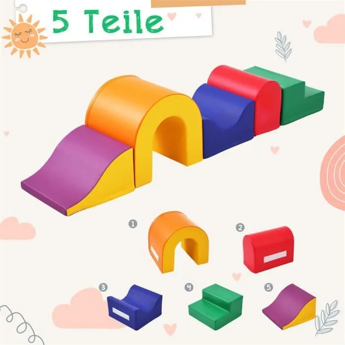 Modules de Motricité pour enfant - Blocs de construction géants 5 en 1 en mousse souple - colorée-3