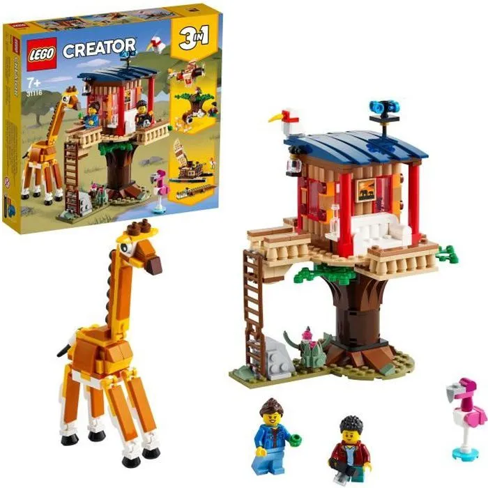 LEGO® Creator 3-en-1 31116 La Cabane dans l’Arbre du Safari, Jouet, Bateau, Avion et Figurines-0