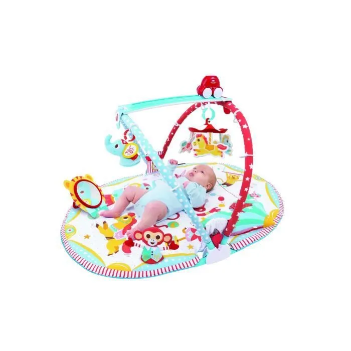 Tapis d'éveil Gymotion Circus Playland - Yookidoo - 3 en 1 - Singe et éléphant en peluche - Piste motorisée-0