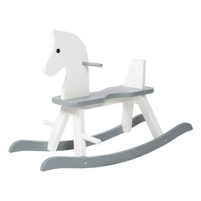Cheval à Bascule Évolutif en Bois ROBA avec Anneau de Protection Amovible - Blanc / Gris-2