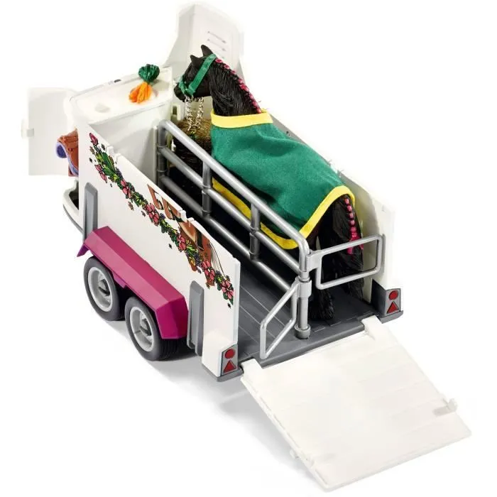 Pick-up avec remorque pour cheval, coffret figurines schleich avec 38 éléments dont 1 cheval inclus, Schleich 42346 Horse Club-3
