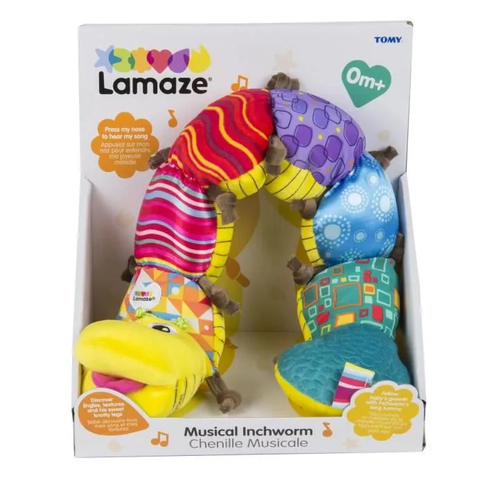 Jouet d'éveil musical - LAMAZE - Chenille - Matières douces - Bruits de papier - Hochets - Pouët-pouët-2