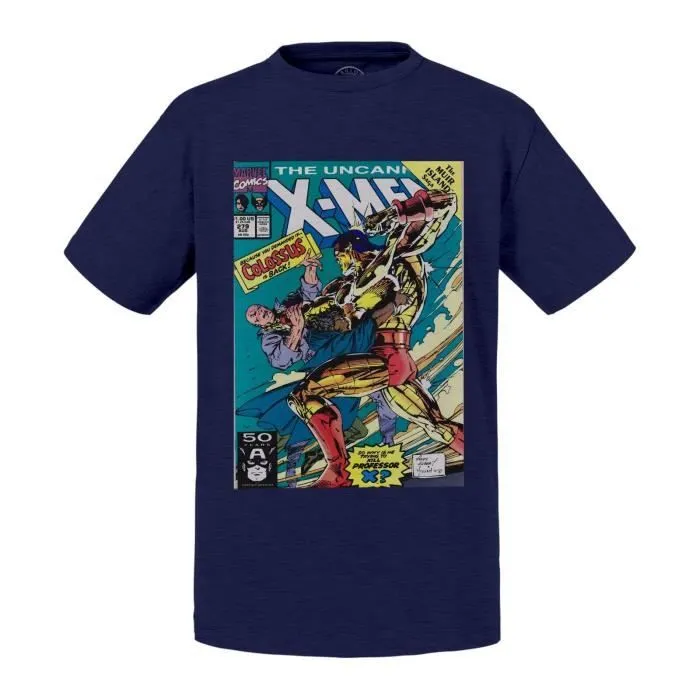 T-shirt Enfant Gris X Men Marvel Couverture BD Vintage Comics-0