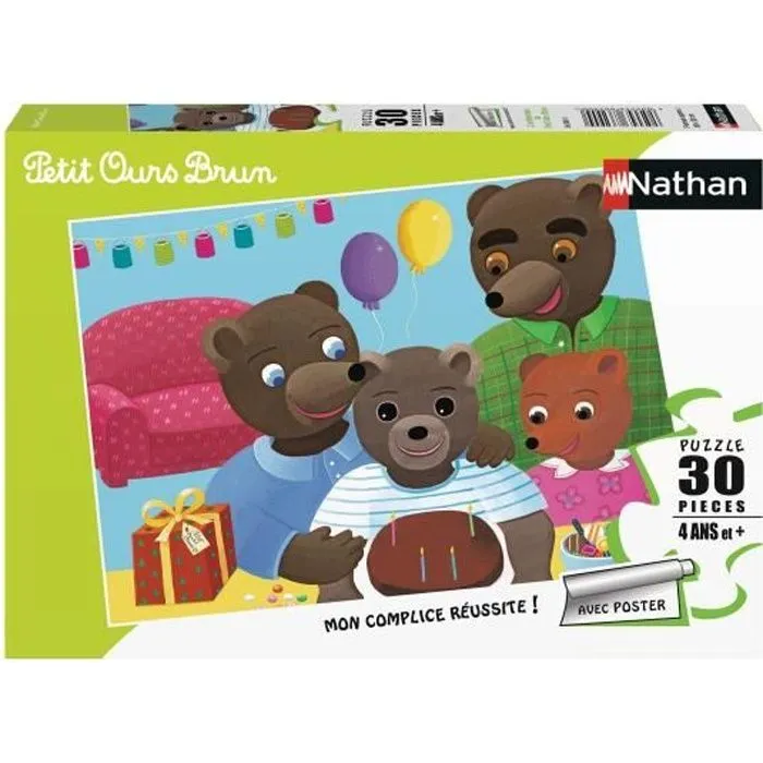 Puzzle Petit Ours Brun 30 pièces - Nathan - Anniversaire - Dessins animés et BD - Mixte-0
